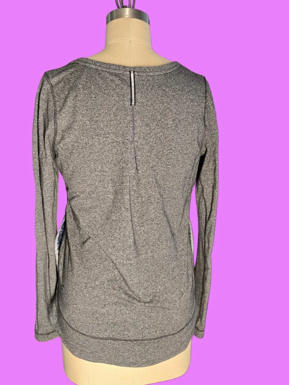 LULULEMON Exhalation Pullover II Size 8 Heathered Speckled Black
